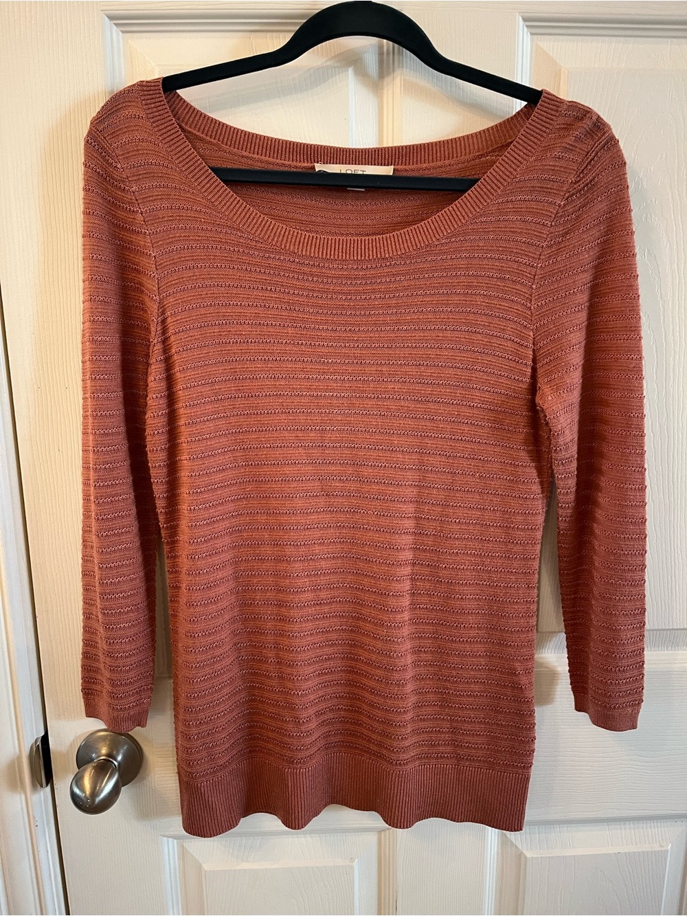 Loft Women's Dusty Rose/Terracotta/Clay Preppy Textured Casual Sweater, Med